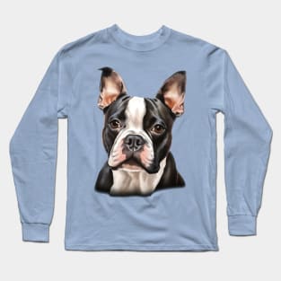 Boston Bull Terrier Portrait Long Sleeve T-Shirt